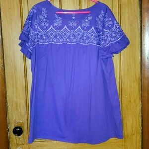 Woman Within Large 18/20 Purple Eyelet Tunic 31" long